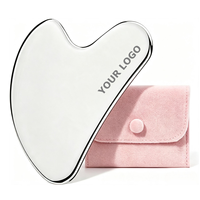 Outils de massage facial Gua Sha en métal avec étui, outils de massage Gua Sha en acier inoxydable pour le visage, les yeux, le cou, relaxation, soin de la peau, usage domestique