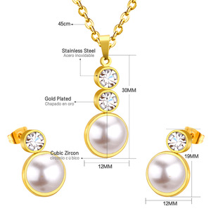 ชุดเครื่องประดับมุกสำหรับผู้หญิง มุกน้ำจืดทรงรี ประดับแบบฝังขอบ สำหรับใส่ทุกวัน ชุดสร้อยคอและต่างหู - Product Image 4