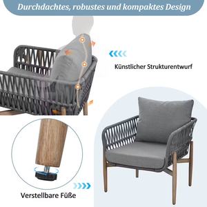 أثاث حديقة فاخر حديث من AJUNION ، مجموعة حديقة علوي ذات تأثير خشبي من الفولاذ المجلفن ، أثاث حبل فناء - Product Image 3