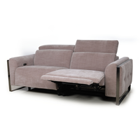 Fauteuil inclinable électrique moderne 3 places en tissu avec cadre carré en métal et port USB pour salon