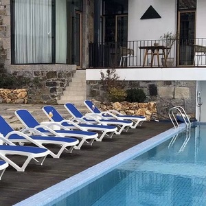 Chaise longue en <span class=keywords><strong>plastique</strong></span> tout temps, réglable, <span class=keywords><strong>transat</strong></span> d'été, chaise de plage pliable, chaise longue confortable avec table latérale - Product Image 5
