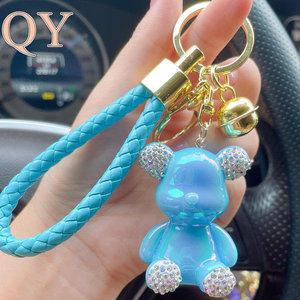QY Wholesale Cute Bear Rhinestone Keychain Fashion Plush Bear <b>Bag</b> Charm Crystal <b>Key</b> <b>Ring</b> Pendant Gift for <b>Bags</b> <b>Keys</b> - Product Image 4