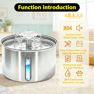 Edelstahl Haustier-Trinkbrunnen Automatischer Katzen-Trinkbrunnen OEM/ODM - Product Image 5