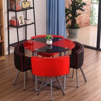 Ensemble de table et de chaises de salle à manger rondes en verre extensible et pliable, très populaire, mobilier moderne pour appartement et hôtel