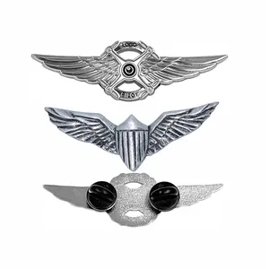 Free Artwork Custom Metal Hard Enamel Pin Manufacturer Hat Clothes Brooch Logo Pilots Wing Lapel Pins