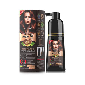 <span class=keywords><strong>Shampoing</strong></span> <span class=keywords><strong>Colorant</strong></span> Capillaire Non Allergène Sans Ammoniaque Permanent 6 en 1 Brun Foncé à l'Huile d'Argan Herbal pour Cheveux Noirs - Product Image 3