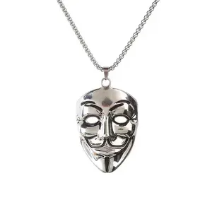Collares de Moda Hip-hop <span class=keywords><strong>con</strong></span> Colgante de Máscara de Joker de V <span class=keywords><strong>para</strong></span> VENDETTA <span class=keywords><strong>para</strong></span> Hombre, Accesorios de Joyería - Product Image 1