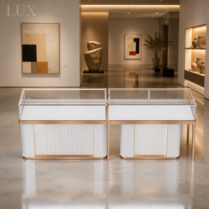 Vitrine à bijoux en verre de luxe avec acier inoxydable et bois, logo personnalisé, serrure OEM/ODM, design moderne - Product Image 4