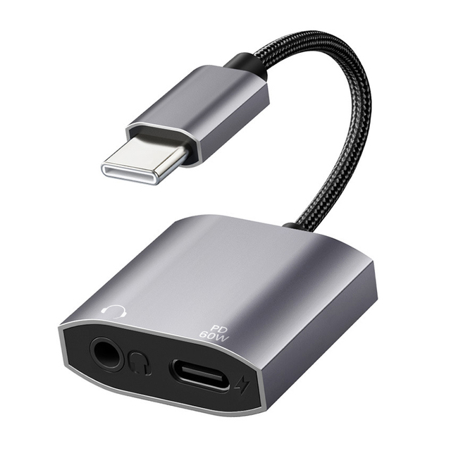 Type C Adapter 2 in 1 Audio Charge Adapter with 3.5mm Headphone Adapter for Phone 15 16 PRO MAX Laptop Desktop Usage
