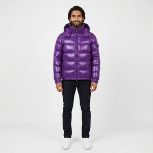 Custom Outdoor Men Puffer <b>Jacket</b> with <b>Fleece</b> <b>Lined</b> Waterproof Nylon Shell Quilted Polyester Filling Front Design for Winter Use - Product Image 1