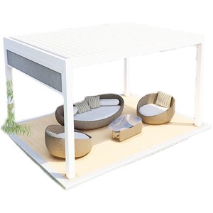Modern Bioclimat Louvered aluminium Gazebo listrik, kontrol Motor tahan air luar ruangan teras taman Pergola furnitur - Product Image 5
