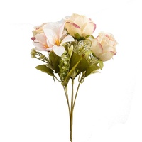 6-teiliger Künstlicher Lilien- und Rosenstrauß, Seidenblumen für Hochzeitsfotografie-Requisiten und Großfloristik-Arrangements