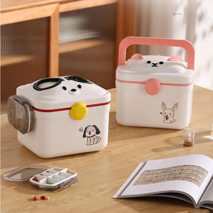 <b>Cute</b> Rabbit <b>Pill</b> Storage <b>Box</b> Plastic Medicine Organizer With Compartment For Home Children Baby Use 2 Grids Shantou Made - Product Image 2