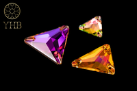 Triangle coudre pierre cristal bricolage verre AB strass cousu à la main deux trous Flatback haute qualité coupe à la Machine chaussures Stock 1 boîte