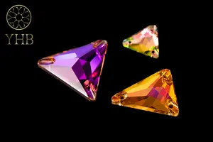 Tam giác may-on đá tay khâu hai lỗ flatback pha lê Rhinestone DIY Glass AB thạch