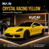 Pembungkus Vinyl PET Chameleon Warna Berubah Kristal Kuning Mengkilap Perekat Sendiri Pembungkus Mobil Vinyl Berkualitas Tinggi