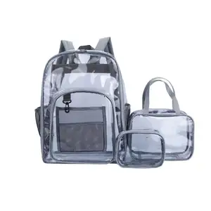 Custom Logo Waterproof Ladies Clear PVC Book Bags Travel Transparent Portable Girls School Bag Backpack