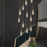 Lustre moderne en cristal nordique hflinkway, réglable, long, pour escalier et plafond haut