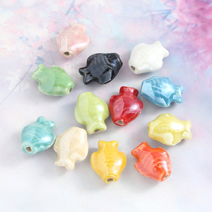 Cuentas de pescado de porcelana, abalorios de cerámica hechos a mano para joyería DIY, pulseras y collares al por mayor - Product Image 3