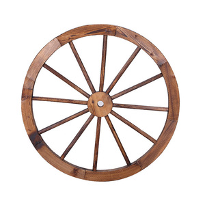 Roues de chariot en bois décoratives bordées d'acier de 30 pouces Roues en bois pour décorations de jardin - Product Image 1