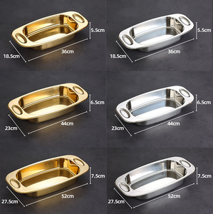 Plato Rectangular de Acero Inoxidable Coreano con Base Gruesa, Plato Metálico Multiusos con Asa para Catering y Uso Diario - Product Image 4