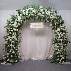 Collection <span class=keywords><strong>de</strong></span> jardin <span class=keywords><strong>de</strong></span> style floral haut <span class=keywords><strong>de</strong></span> gamme courbé luxuriant verdure artificielle ivoire blanc fleurs arc être utilisé toile <span class=keywords><strong>de</strong></span> fond <span class=keywords><strong>de</strong></span> mariage - Product Image 3