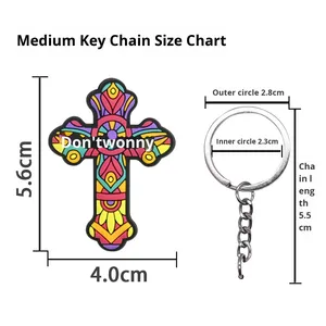 인기 만화 PVC 십자가 모양 열쇠고리 작은 펜던트 신발 액세서리 <span class=keywords><strong>DIY</strong></span> 자동차 가방 장식 십자가 열쇠고리 참 - Product Image 3
