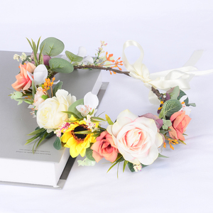 Nueva Diadema Redonda con Tiara de Flores Estilo Princesa Hada para Mujer, Accesorios para el Cabello de Novia Ajustables, Coronas de Tela y Plástico - Product Image 6