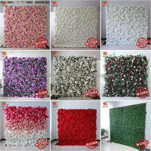 Mur de fleurs artificielles en rose violette et rose, fait main, doux, personnalisé, 8 pieds, enroulable, pour décoration de mariage - Product Image 5