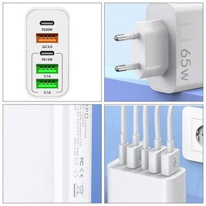 อะแดปเตอร์ชาร์จไฟแบบเสียบผนัง USB Type C รองรับโลโก้สั่งทำ กำลังไฟ 65W ชาร์จเร็วหลายพอร์ต ใช้ได้ทั่วโลก เหมาะสำหรับการเดินทาง - Product Image 5