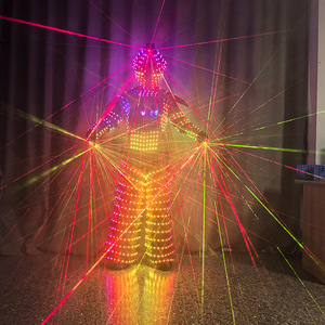 Costume lumineux LED irisé, combinaison intégrale avec casque et gants pour spectacle sur scène, unisexe - Product Image 2
