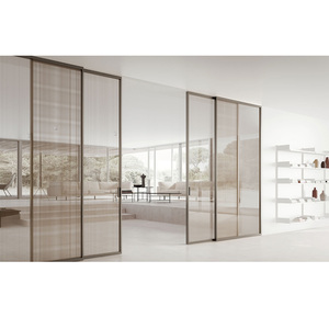 आधुनिक एल्यूमीनियम स्लाइडिंग दरवाजे सुंदर स्लिम फ्रेम विभाजन दरवाजा डबल ग्लास स्लाइडिंग दरवाजे - Product Image 1