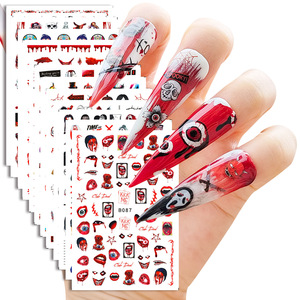 Vendite calde happy halloween autoadesivo gel nail art <span class=keywords><strong>tattoo</strong></span> grandi labbra/palme decalcomanie adesivi per unghie di halloween - Product Image 3