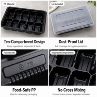 Vente en gros de boîtes d'emballage alimentaire noires antidérapantes en PP jetables avec couvercles pour boulettes congelées, barquette blister personnalisable