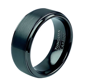 Anel de Joalheria Personalizado em Carboneto de Tungstênio com Acabamento Escovado de 8mm, Bicolor Preto e Dourado para Homens - Product Image 3