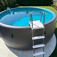 Piscine gonflable ronde Drop Stitch, finition brossée, double couche épaisse, en PVC pliable, échantillon, grande piscine familiale pour enfants, pour jardin