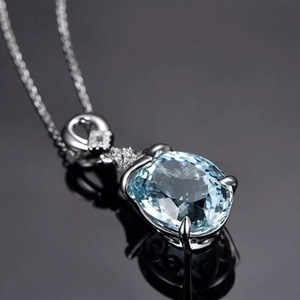 Collana con ciondolo in pietra blu oceano per donna, gioiello minimalista alla moda, regalo. - Product Image 2