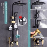 Pommeau de douche à effet pluie Système de douche de salle de bain Robinet mitigeur de baignoire avec température Laiton doré Oem Acier inoxydable moderne 888