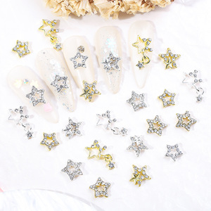 จี้รูปดาวโลหะสีทองและสีเงินหลากหลายแบบ สำหรับตกแต่งเล็บ อุปกรณ์ตกแต่งเล็บสำหรับร้านทำเล็บ - Product Image 2