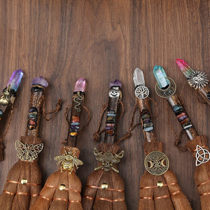 Commercio all'ingrosso fatto a mano angelo ala di cristallo ginestra rituale magico cerimoniale Wiccan forniture per le streghe incantesimi Wicca scopa per la decorazione - Product Image 4