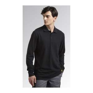 DIADORA UTILITY - 702.177954-80013/L <b>Long</b>-sleeved <b>black</b> polo <b>shirt</b> in organic cotton pique WORK <b>T</b>-<b>SHIRTS</b> AND POLO <b>SHIRTS</b> - Product Image 2