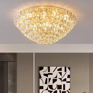indoor decorative luxury hotel round gold K9 crystal <b>ceiling</b> <b>lights</b> luxury for living room - Product Image 2