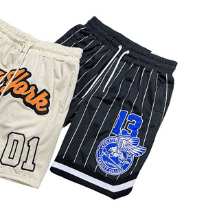 Shorts de sport amples de haute qualité avec logo brodé et doublure en maille respirante, shorts de basket vintage streetwear pour hommes - Product Image 2