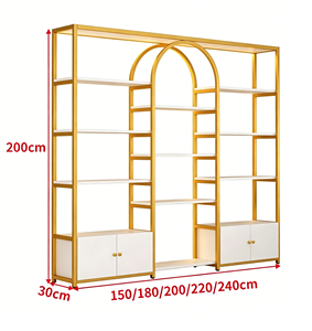 Étagère de présentation contemporaine en métal avec étagères blanches et rangement pour meubles de salon - Product Image 1