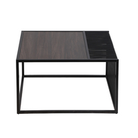 Table basse moderne en acier inoxydable, pièces détachées pour échantillons, incrustation de feuilles, pieds courtes, marbre, république française, Table basse