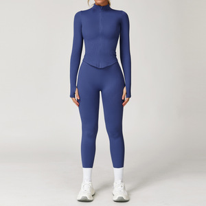 <span class=keywords><strong>Completi</strong></span> Senza Cuciture da <span class=keywords><strong>Donna</strong></span> per <span class=keywords><strong>Sport</strong></span> all'Aperto, Giacca e Leggings ad Asciugatura Rapida, Tute da Yoga Femminili - Product Image 2