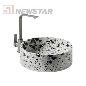 Lavabo de salle de bain en terrazzo personnalisé Lavabo de salle de bain coloré fait à la main Évier de comptoir rond - Product Image 4