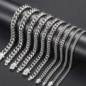 <span class=keywords><strong>Set</strong></span> <span class=keywords><strong>Collana</strong></span> <span class=keywords><strong>e</strong></span> <span class=keywords><strong>Bracciale</strong></span> Miami Cuban BES 6-14mm, Catena Monaco Cuban Link in Acciaio Inox Placcato Oro 14K 18K, Stile Hip Hop per <span class=keywords><strong>Uomo</strong></span> - Product Image 3