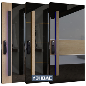 <span class=keywords><strong>Porte</strong></span> en acier de haute qualité américaine, <span class=keywords><strong>porte</strong></span> de sécurité extérieure noire avec incrustation en <span class=keywords><strong>bois</strong></span>, portes pivotantes de luxe pour l'extérieur de la maison - Product Image 4