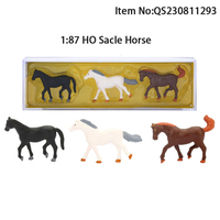 QS personnalisé animaux de la ferme Figure ensemble jouet enfants Train chemin de fer peint 3 pièces 1:87 HO échelle Miniature cheval vaches Animal modèle jouets